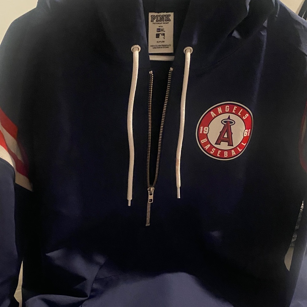 Angels baseball PINK Victoria's Secret Navy Hoodie windbreaker - Picture 9 of 9
